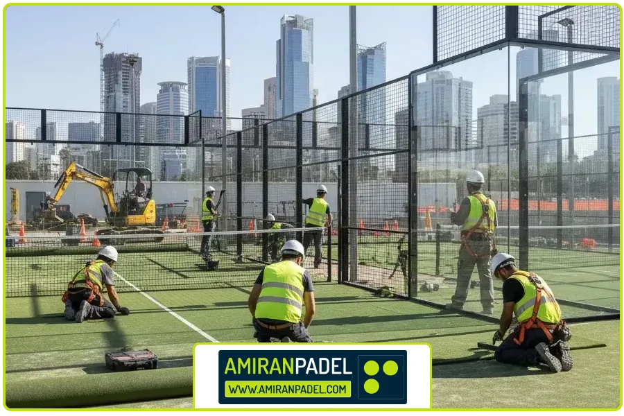 نصب چمن مصنوعی | ساخت زمین پدل